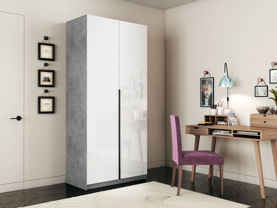 Шкафы распашные, Шкаф распашной Е1 Локер 101x52.5x220 см, с белым стеклом и полками