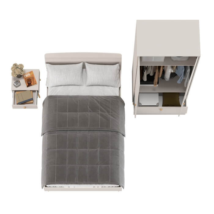 Спальные гарнитуры, Шкаф 2-х дверный с кроватью Афина 1200 и прикроватной тумбочкой