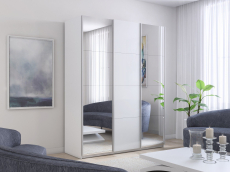 Шкафы-купе 3-х дверные, Шкаф-купе Прайм 3-х дверный Зеркала/Стекло белое/Доводчики 180х57х230