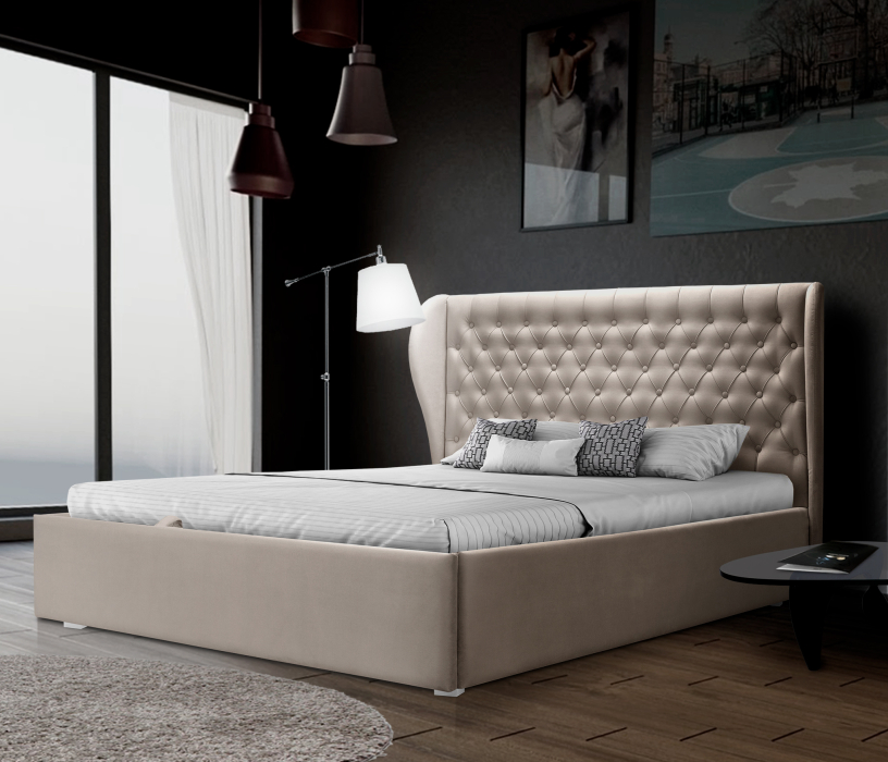 Мягкая кровать, Кровать Мишель 1400 с подъемным механизмом, микровелюр