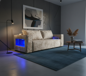 Диван-кровать еврокнижка Лофт Люкс  с подсветкой , 140,плюш