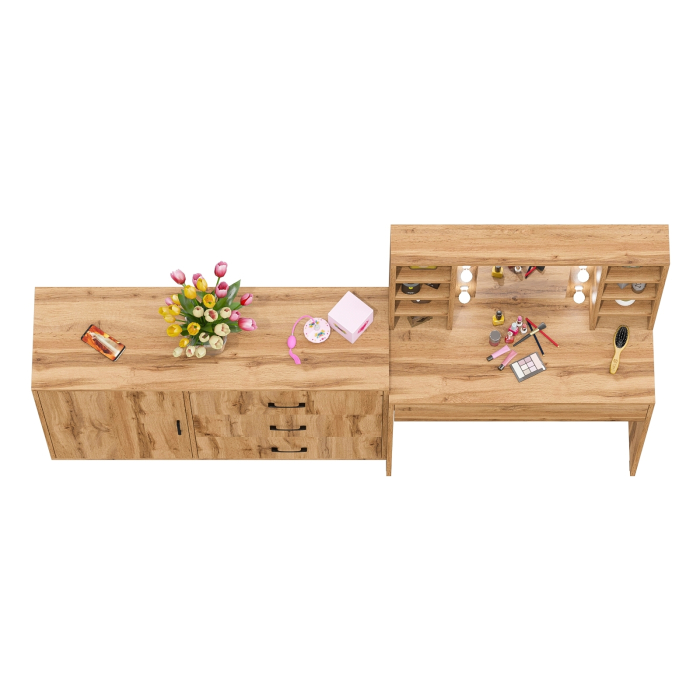 Туалетные столики, Туалетный столик с подсветкой 115 и комод с дверкой и 3-мя ящиками 122-1204