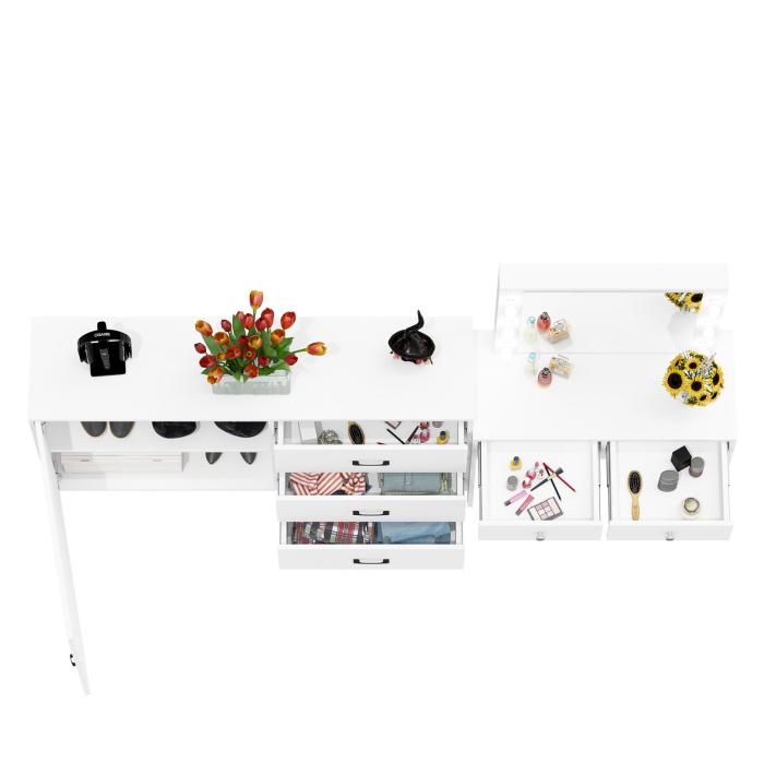 Туалетные столики, Косметический столик с лампочками СТ-5 и комод-тумба 122-1504