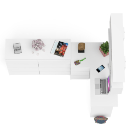 Книжная полка Мори 1200 с комодом 1200.8 и компьютерным столом МС-16 левым