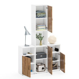 Пенал для домашнего офиса и две тумбы с дверками Лидер-8.