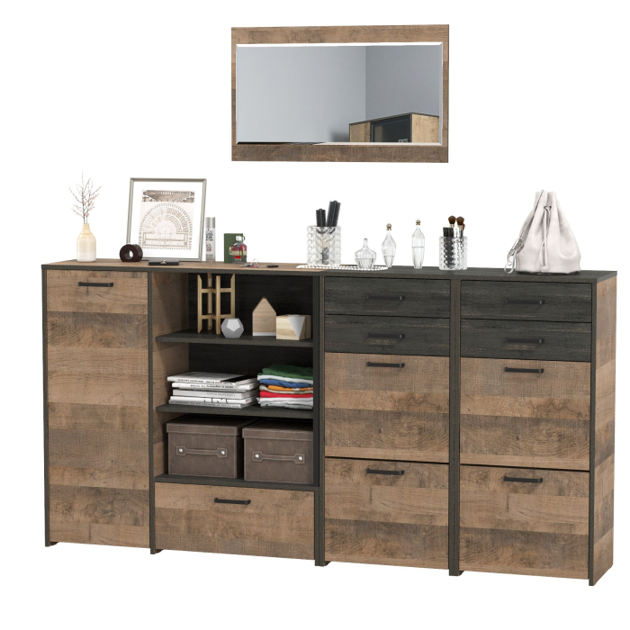 Прихожие, Навесное зеркало в прихожую Трувор с обувницами и комодом-тумбой