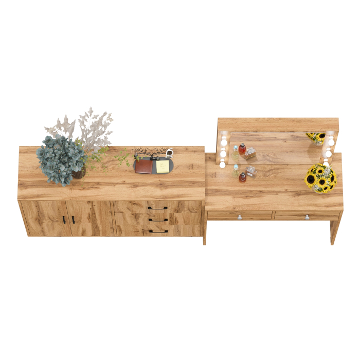 С зеркалом, Комод 123-1204 и косметический столик с подсветкой СТ-5