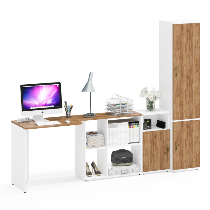 Домашние кабинеты, Пенал с вешалкой и тумбой с нишей и стол-трансформер Лидер-8