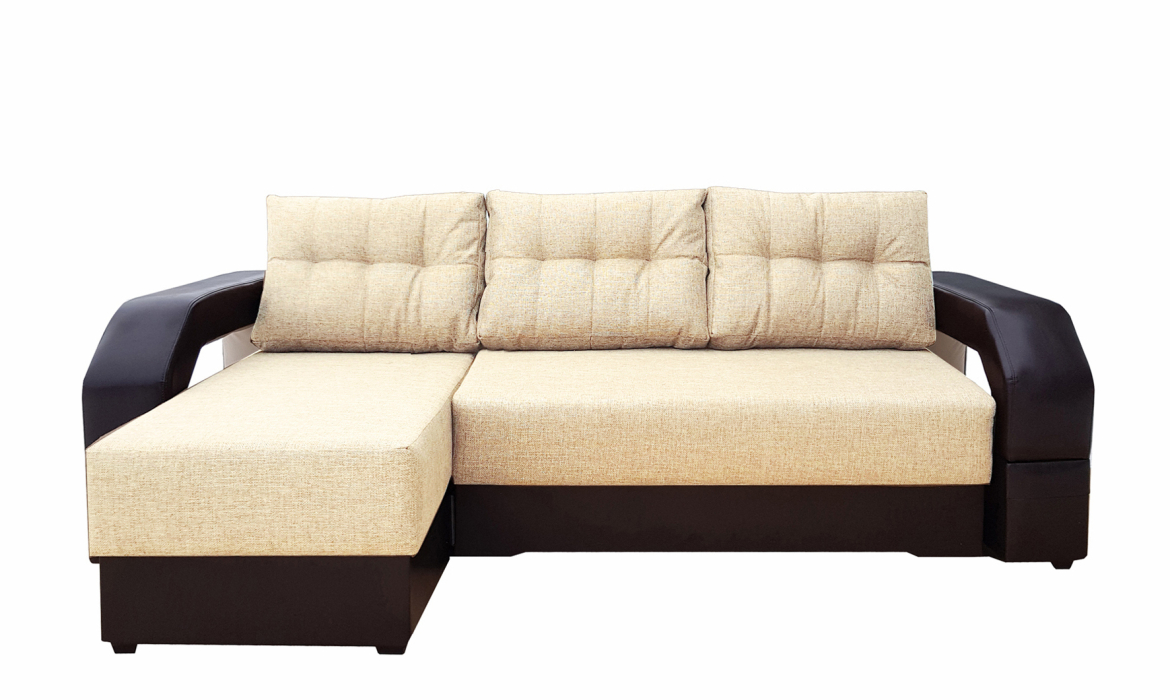 Диваны угловые, Диван угловой Манчестер 160 с подсветкой, левый рогожка/экокожа