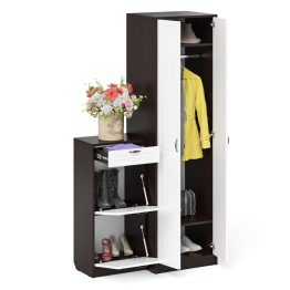 Шкаф с тумбой для обуви 2 секции П-6 № 16 МДФ фрезеровка прованс