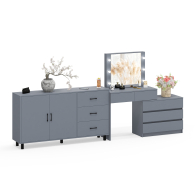 С зеркалом, Туалетный столик-трансформер с подсветкой и зеркалом 110 и комод-тумба 123-1604