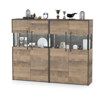 Стенки для гостиной, Два комода с витриной с подсветкой Трувор