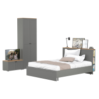 Спальные гарнитуры, Кровать двухспальная Остин с ортопедическим основанием с тумбой 13.257 и шкафом 16.307