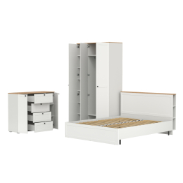 Тумба-комод 16.221 Остин со шкафом для одежды 13.336.03 и двуспальной кровати с ортопедом 1600