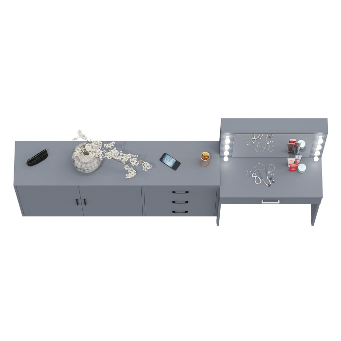 С зеркалом, Комод-тумба 123-1604 и туалетный столик с подсветкой СТ-4