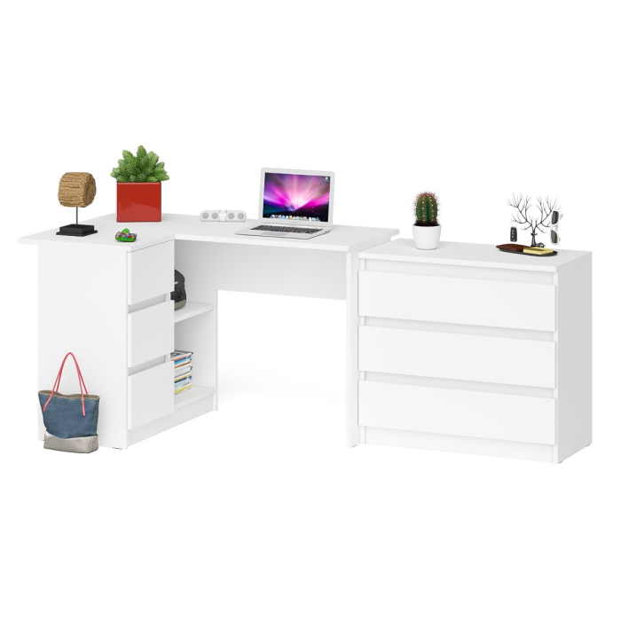Домашние кабинеты, Компьютерный стол МС-16 левый с комодом на 800 3 ящика Мори