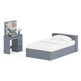 Кровать с ящиками полутораспальная Ксения 1200 и туалетный столик с подсветкой Сура