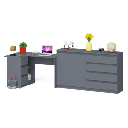 Угловой стол компьютерный правый МС-16 с комодом-тумбой 1600 Мори