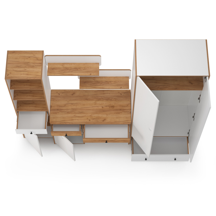 Офисная мебель, Мебельная стенка в молодёжную комнату Вуди № 23 