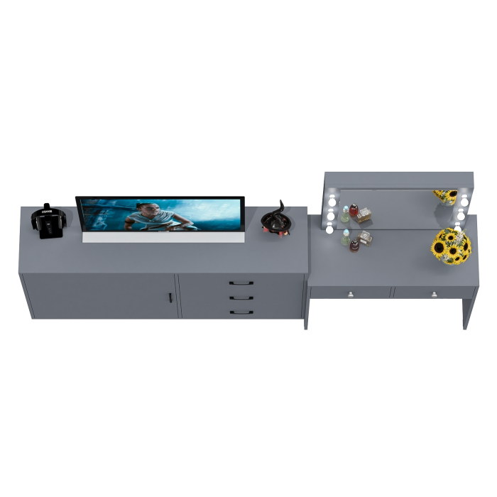 Туалетные столики, Косметический столик с лампочками СТ-5 и комод-тумба 122-1504