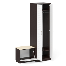 Шкаф для прихожей с обувницей с сиденьем П-6 № 10 МДФ фрезеровка ромб