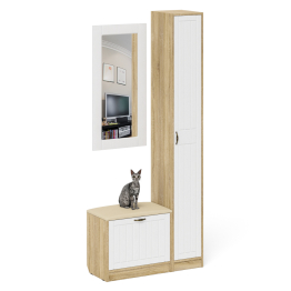 Обувница с сиденьем зеркало и пенал П-6 МДФ фрезеровка прованс