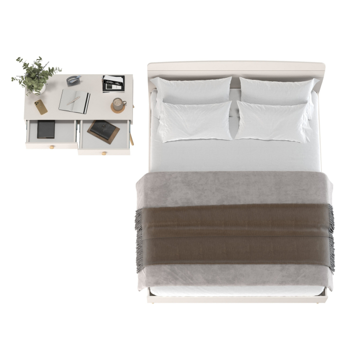 Спальные гарнитуры, Стол на ножках с ящиками и двуспальная кровать Афина 1600