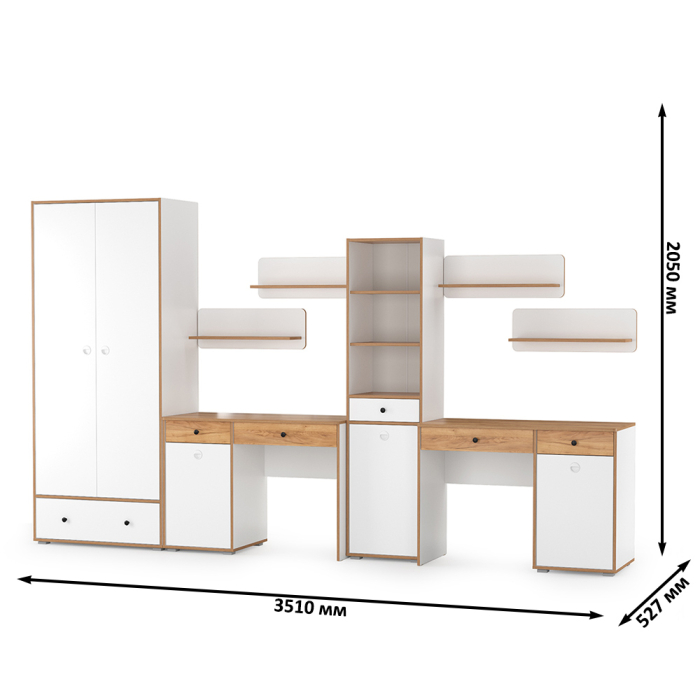 Офисная мебель, Набор мебели для молодёжной комнаты для двоих детей Вуди № 31