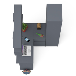 Стол угловой компьютерный Мори МС-16 правый с пеналом с полками и навесной открытой полкой 1200