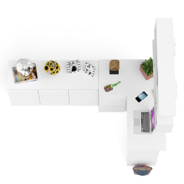 Угловой компьютерный стол Мори МС-16 левый с верхней полкой и тумбой-комодом 1200-3