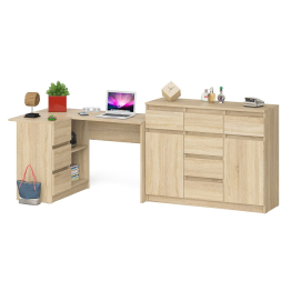 Тумба-комод Мори 1200 с угловым компьютерным столом МС-16 с тумбой слева Мори