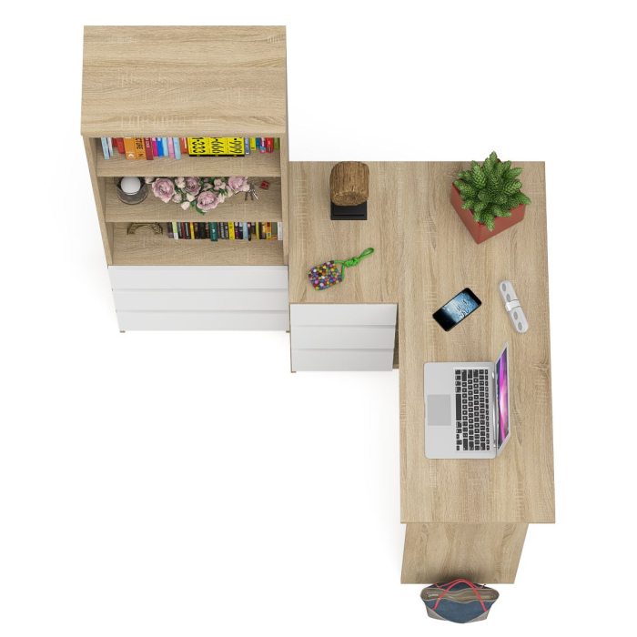 Домашние кабинеты, Стеллаж-комод Мори МСТ600 3 ящика и стол угловой компьютерный МС-16 левый