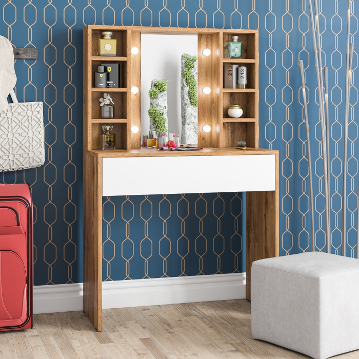 С зеркалом, Косметический стол с подсветкой 115