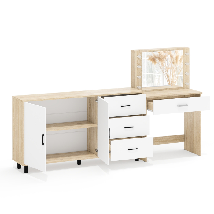 С зеркалом, Комод-тумба 123-1604 и туалетный столик с подсветкой СТ-4