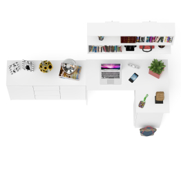 Стол компьютерный угловой МС-16 правый с навесной полкой и тумбой МК-1200.3 Мори