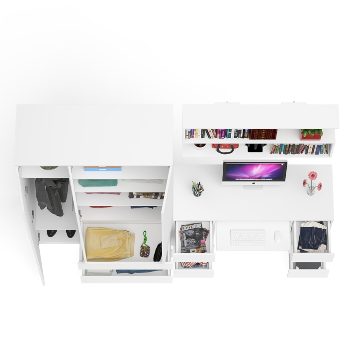 Домашние кабинеты, Шкаф-комод трёхдверный Мори МШ1200.1 с письменным столом и открытой книжной полкой