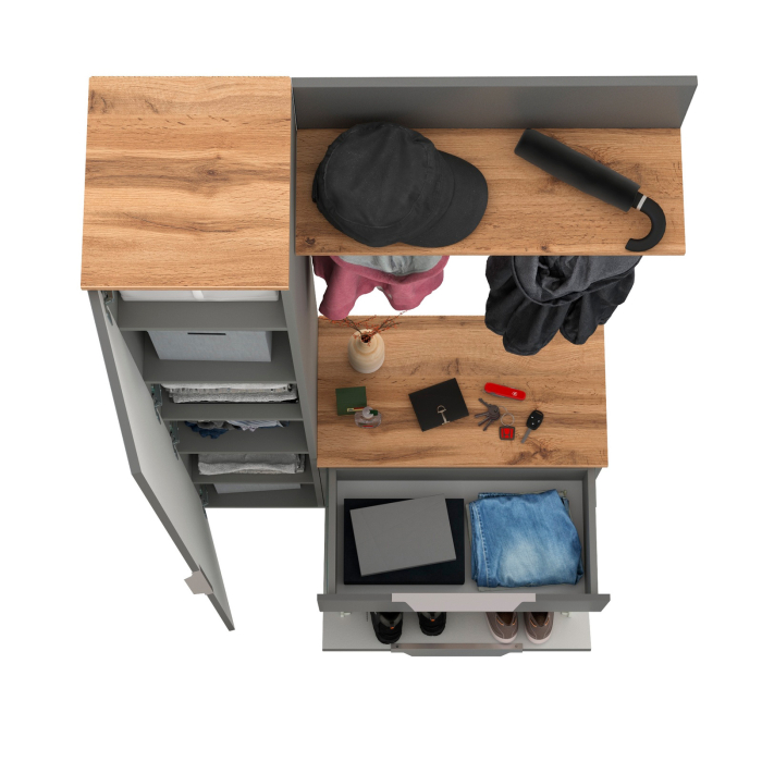 Прихожие, Шкаф-пенал с обувницей и вешалкой для оджеды с полкой Октава.