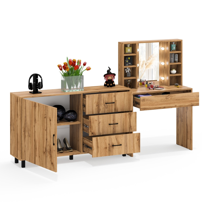 Туалетные столики, Столик туалетный с полочками и с подсветкой и комод 122-1504