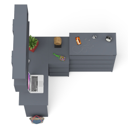 Книжная навесная полка Мори с угловым компьютерным столом МС-16 правым и комодом Мори МК800.4