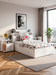 Кровать Камелия 1200 с двумя прикроватными тумбами