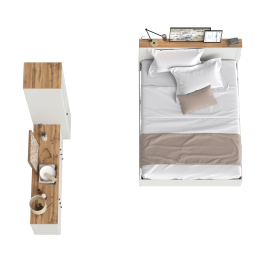 Бельевой шкаф-пенал Остин с кроватью с основанием и комодом на 6-ть ящиков