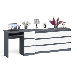 Комод 1380 6-ть ящиков Мори с однотумбовым столом компьютерным МС-6 правым