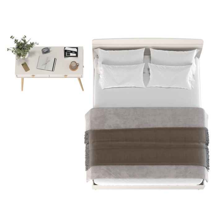 Спальные гарнитуры, Стол на ножках с ящиками и двуспальная кровать Афина 1600