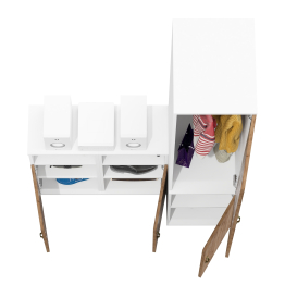 Узкий глубокий шкаф 23Б Лидер-8 и две тумбы с нишей и дверкой