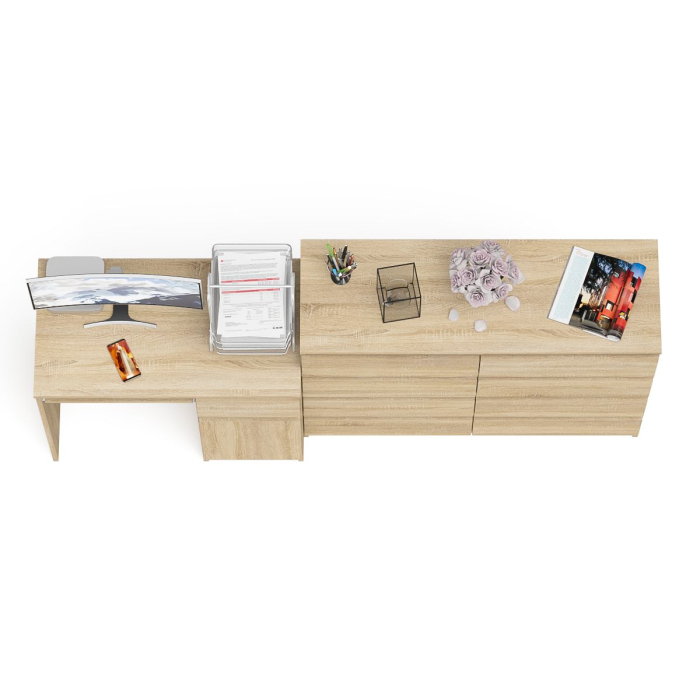 Компьютерные столы, Комод 8-мь ящиков Мори МК1200 и правый компьютерный стол Мори МС-1