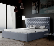 Мягкая кровать, Кровать с мягким изголовьем Мишель 1600 с подъемным механизмом, микровелюр