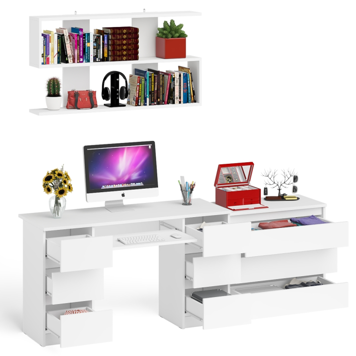 Домашние кабинеты, Комод Мори три ящика МК-800 и стол компьютерный Мори МС-2 с полкой 1200