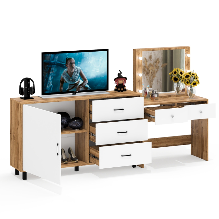 Туалетные столики, Косметический столик с лампочками СТ-5 и комод-тумба 122-1504