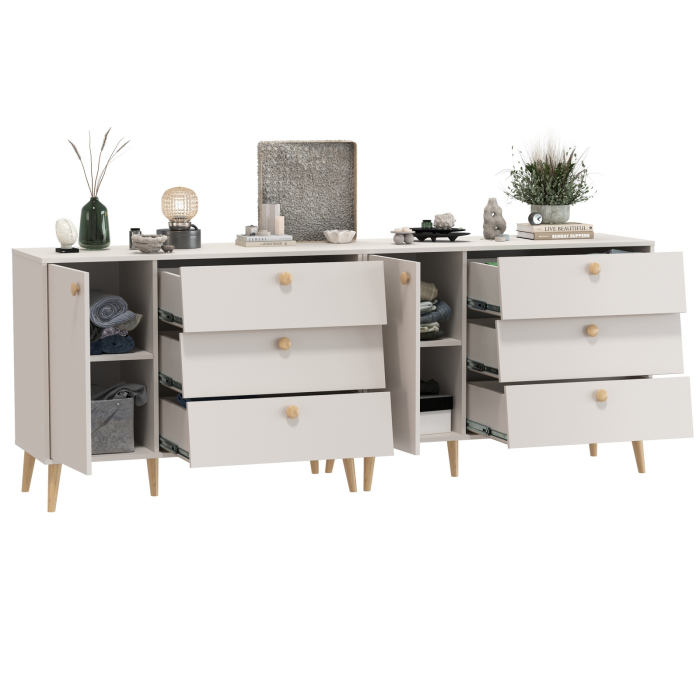 Комоды, Два комода на ножках с дверкой и тремя ящиками Афина