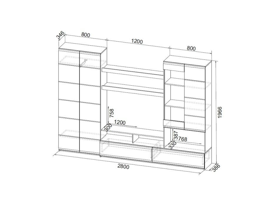 Стенки для гостиной, Гостиная Jimenez дуб венге / белый глянец